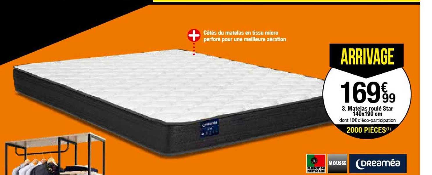 matelas roulé 140x190 cm star dreaméa