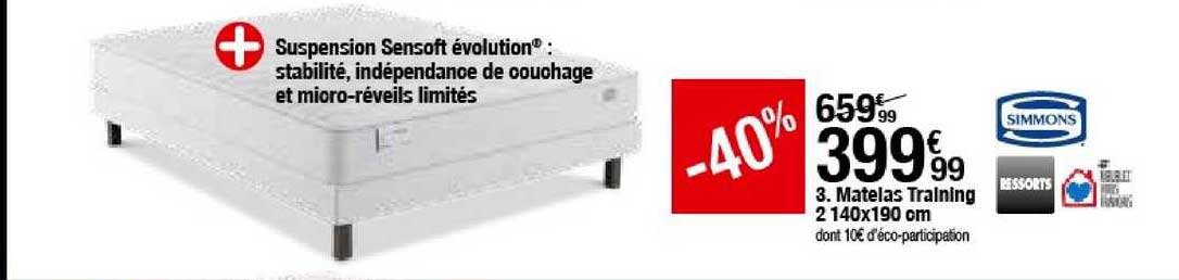 matelas training 2 140x190 cm simmons ressorts