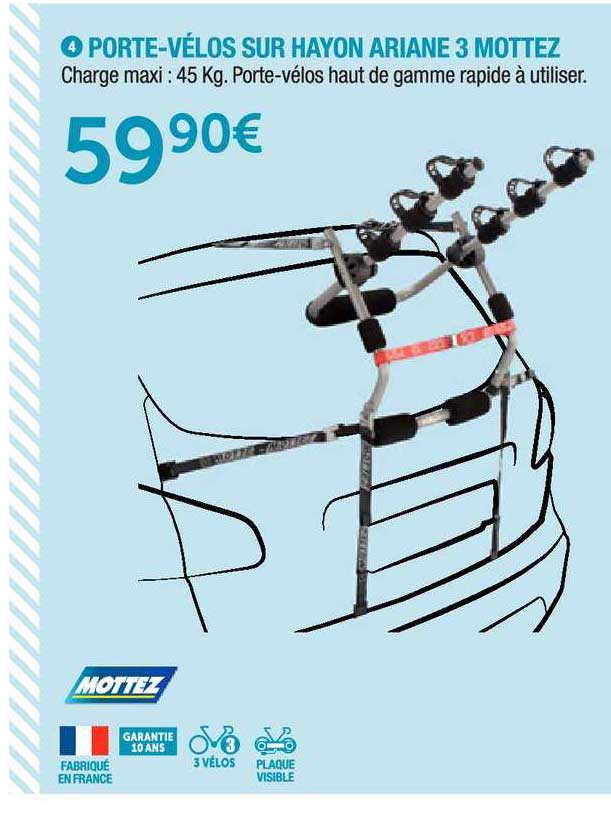 porte vélos sur hayon ariane 3 mottez