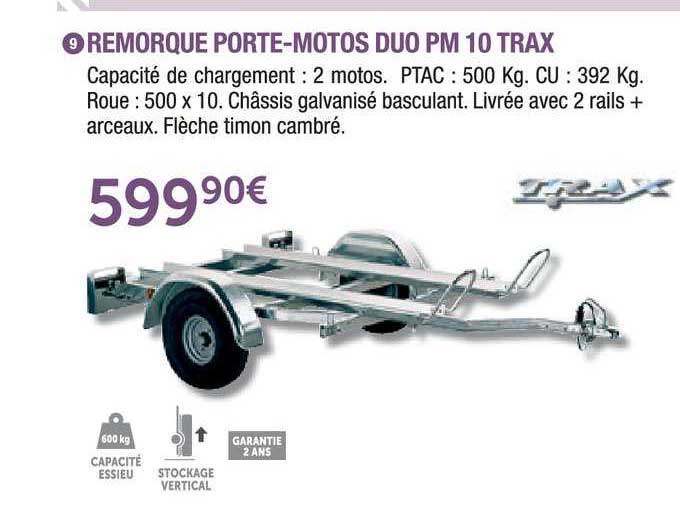 remorque porte moto duo pm 10 trax