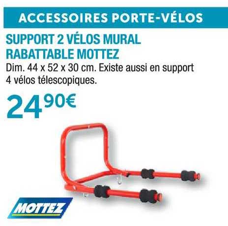 support 2 vélos mural rabattable mottez