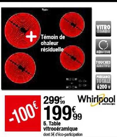 Table Vitrocéramique Whirlpool