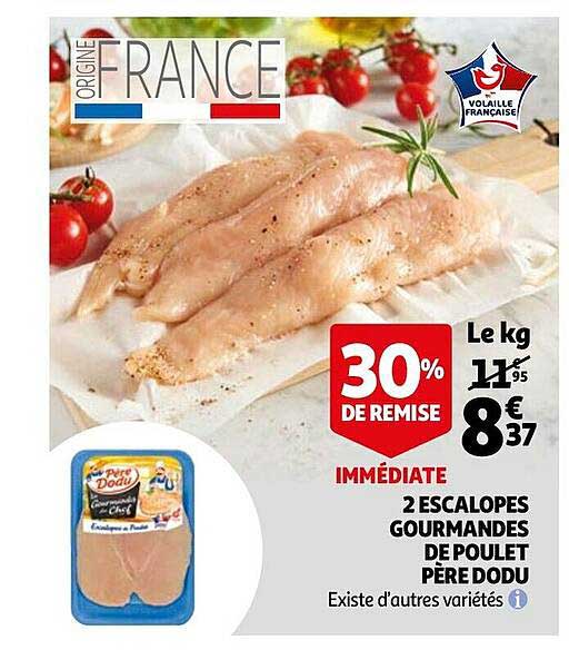 2 escalopes gourmandes de poulet père dodu