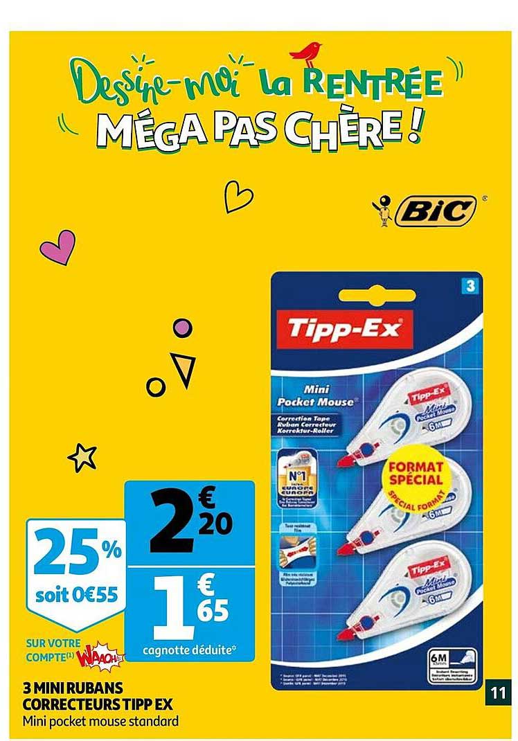 3 mini rubans correcteurs tipp-ex bic