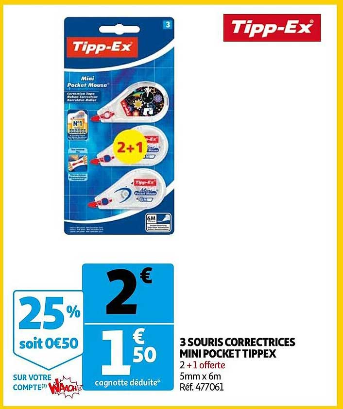 3 souris correctrices mini pocket tippex