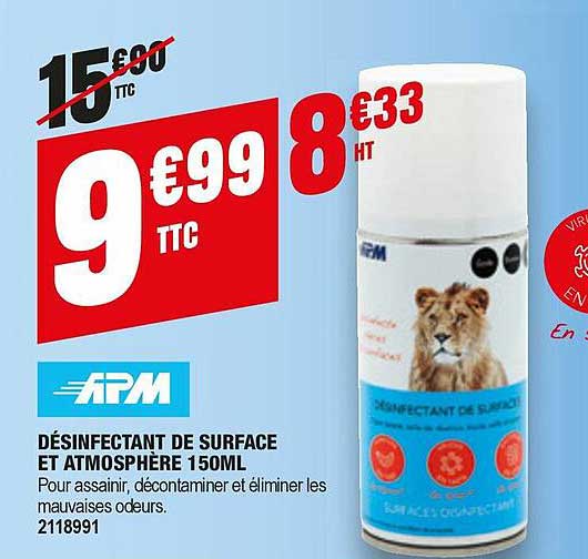 désinfectant de surface et atmosphère 150ml apm