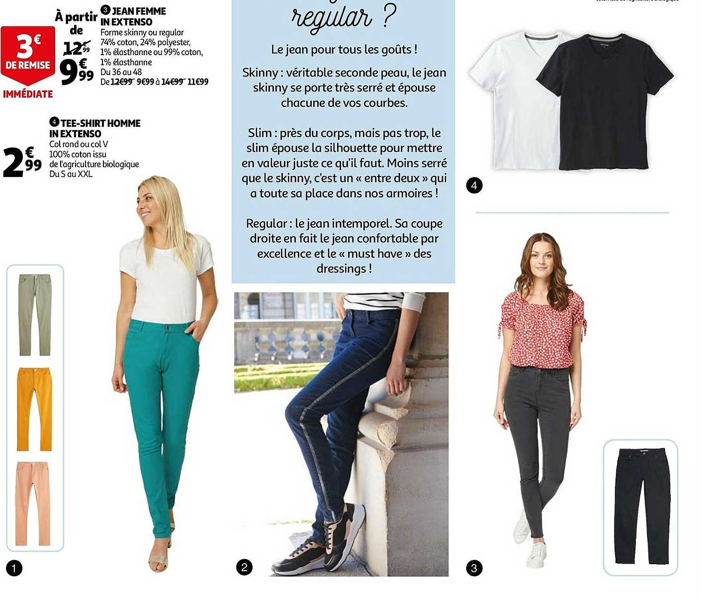 jean femme in extenso, tee-shirt homme in extenso