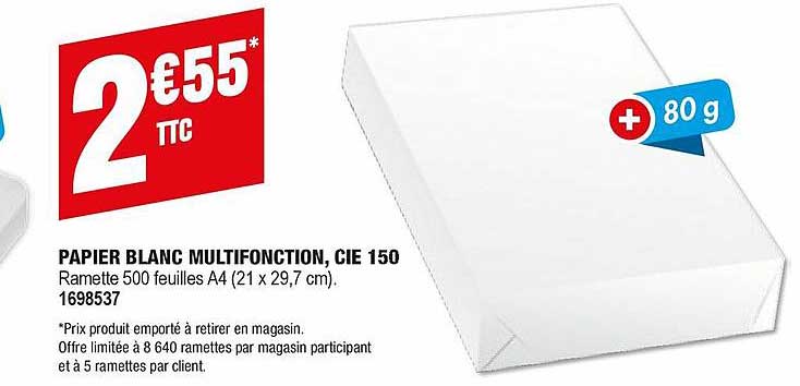 papier blanc multifonction, cie 150