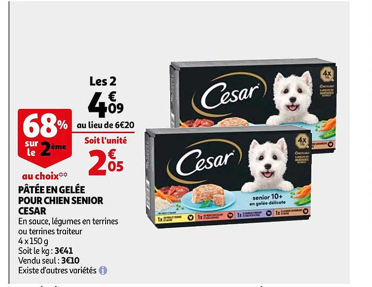 pâtée gelée pour chien senior cesar