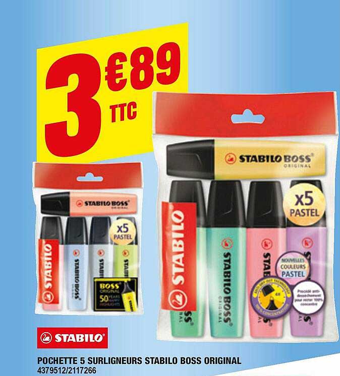 Pochette 5 Surligneurs Stabilo  Boss Original