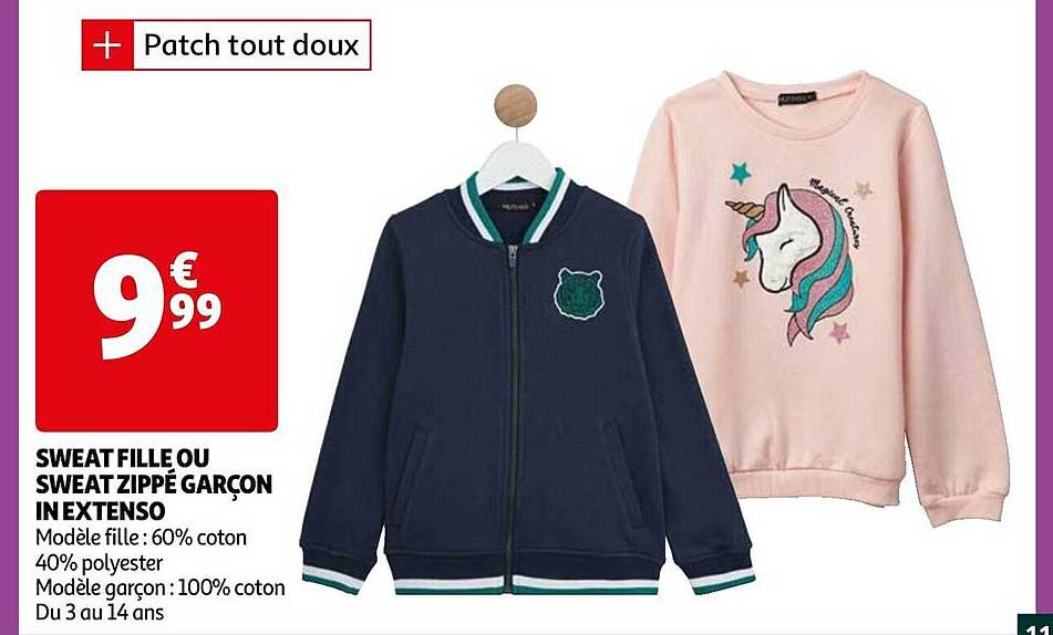 sweat fille ou sweat zippé garçon in extenso