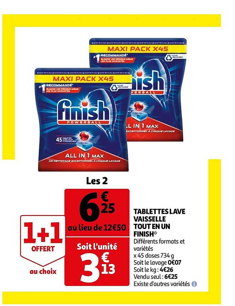 tablettes lave vaisselle tout en un finish
