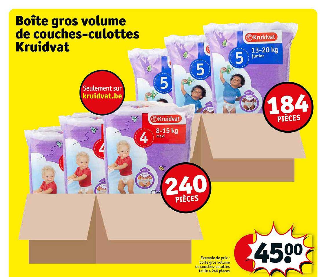 boîte gros volume de couches-culottes kruidvat