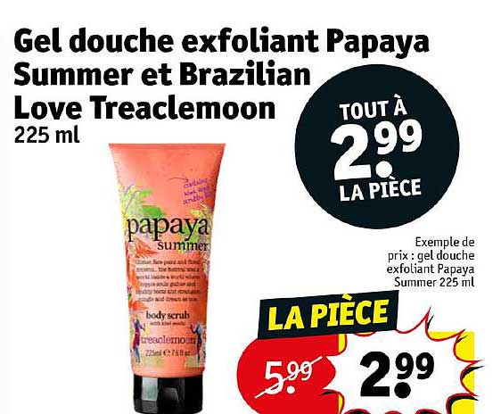 gel douche oxfoliant papaya summer et brazilian love treaclemoon