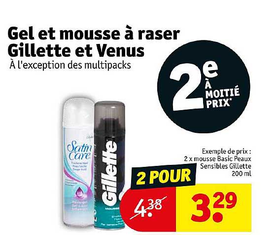 gel et mousse à raser gillette et venus