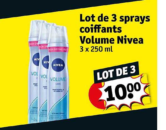 lot de 3 sprays coiffants volume nivea
