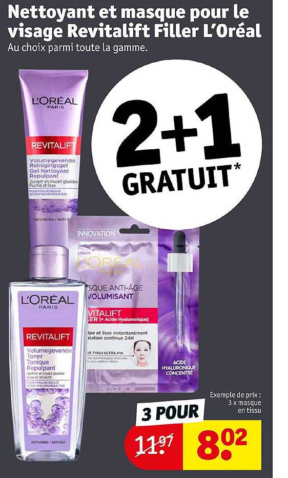 nettoyant et masque pour le visage revitalift filler l'oréal