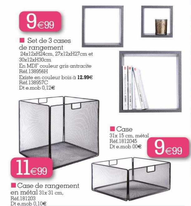 set de 3 cases de rangement, case, case de rangement en métal