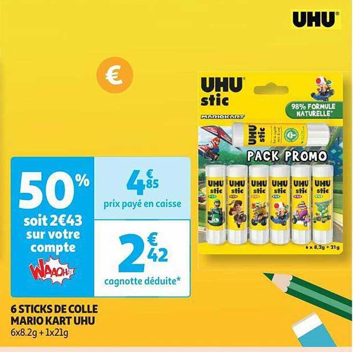 6 sticks de colle mario kart uhu