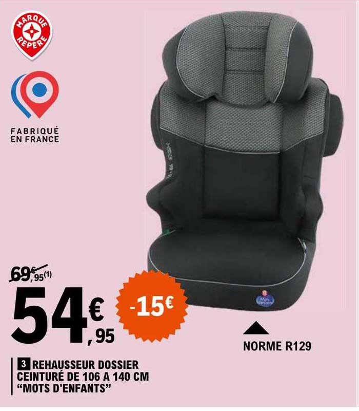 rehausseur dossier ceinturé de 106 à 140 cm "mots d'enfants"