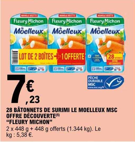 28 bâtonnets de surimi le moelleux msc offre découverte "fleury michon"