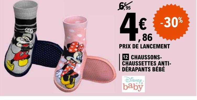chaussons-chaussettes anti-dérapants bébé disney baby
