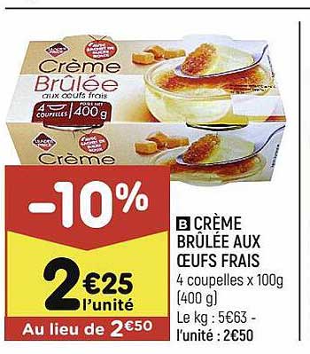 crème brûlée aux œufs frais
