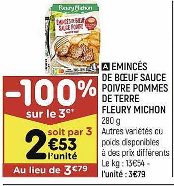 émincés de bœuf sauce poivre pommes de terre fleury michon