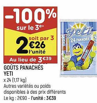 goûts panachés yeti