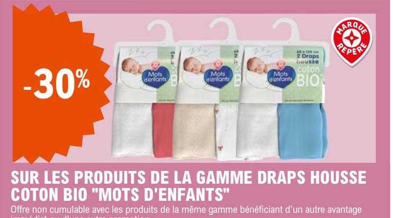 la gamme draps housse coton bio "mots d'enfants"