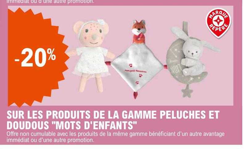 la gamme peluches et doudous "mots d'enfants"