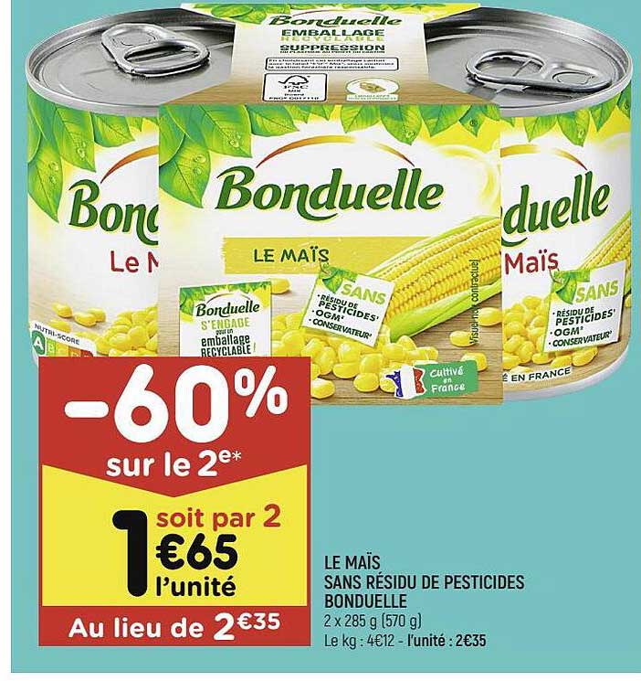 le maïs sans résidu de pesticides bonduelle