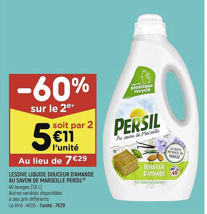 lessive liquide douceur d'amande au savon de marseille persil