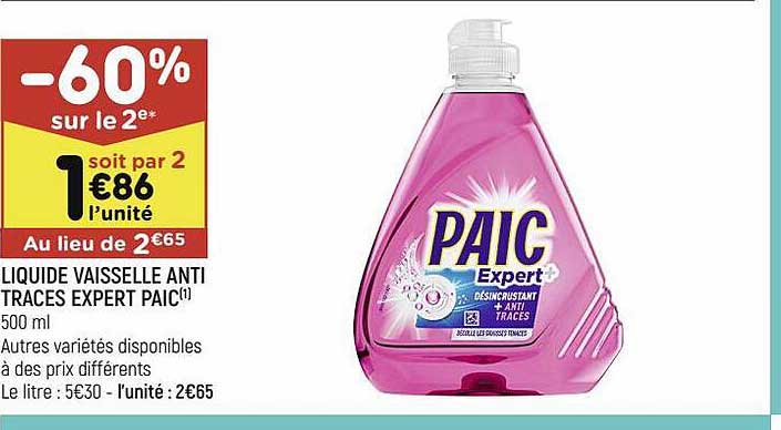 liquide vaisselle anti traces expert paic