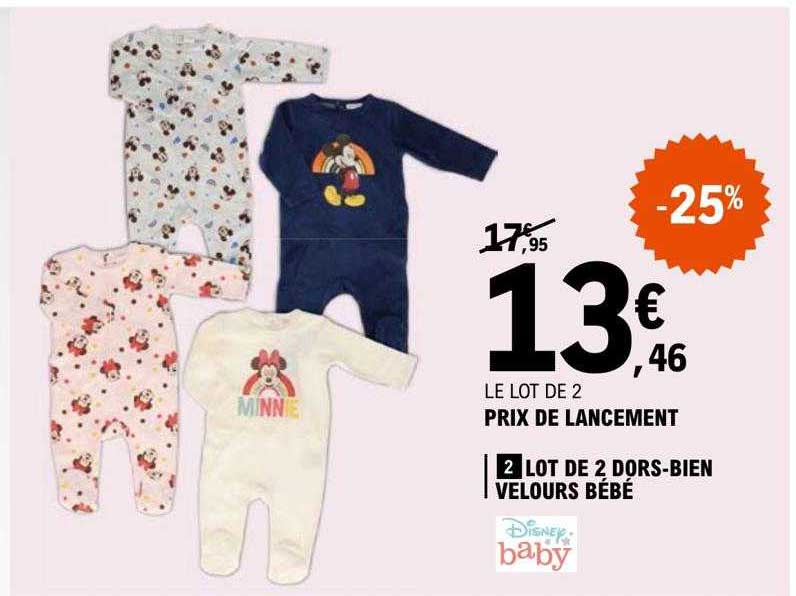 lot de 2 dors-bien velours bébé disney baby