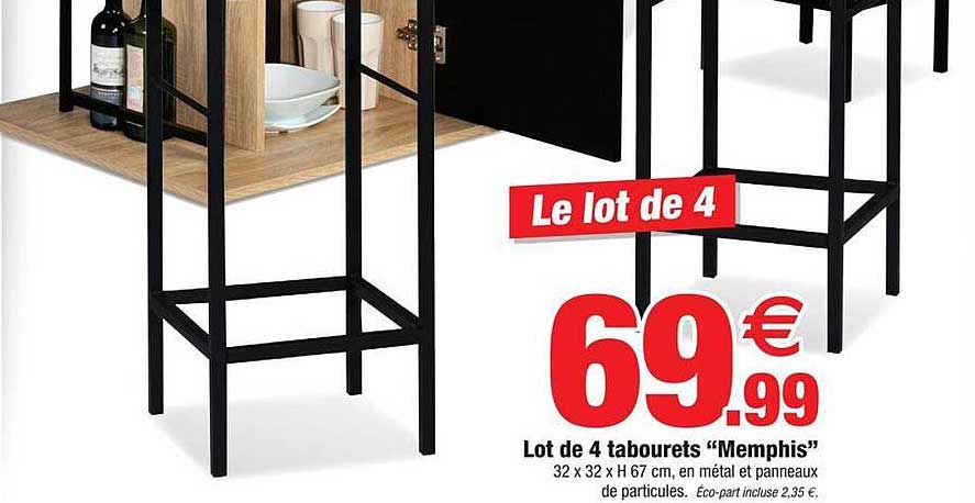 Lot De 4 Tabourets "memphis"
