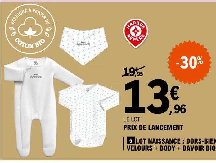 lot naissance : dors-bien velours + body + bavoir bio
