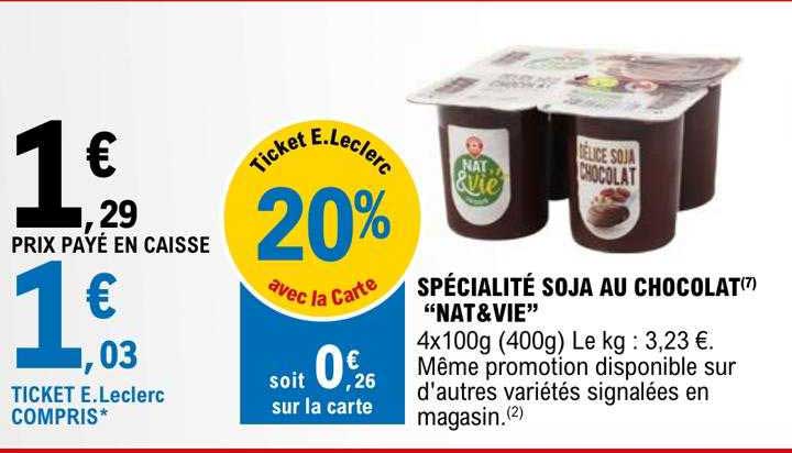 spécialité soja au chocolat "nat & vie"