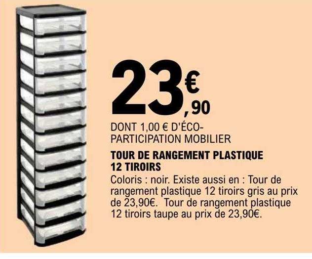 Tour De Rangement Plastique 12 Tiroirs