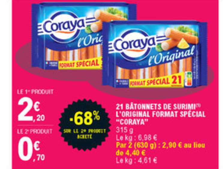 21 bâtonnets de surimi l'original format spécial "coraya" -68% sur le 2ème produit acheté