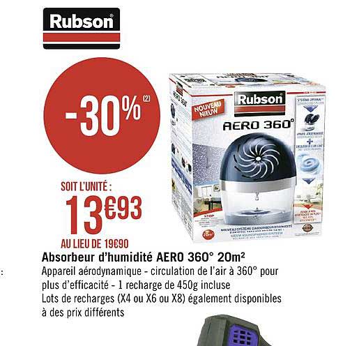 absorbeur d'humidité aero 360° 20m2 rubson
