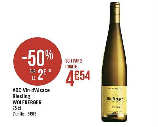 Aoc Vin D'alsace Riesling Wolfberger -50% Sur Le 2e
