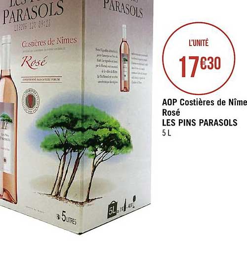 aop costières de nîme rosé les pins parasols