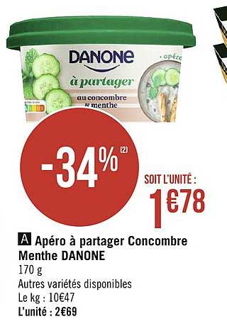 apéro à partager concombre menthe danone