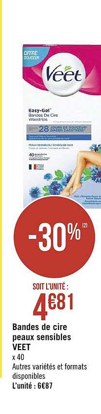 bandes de cire peaux sensibles veet