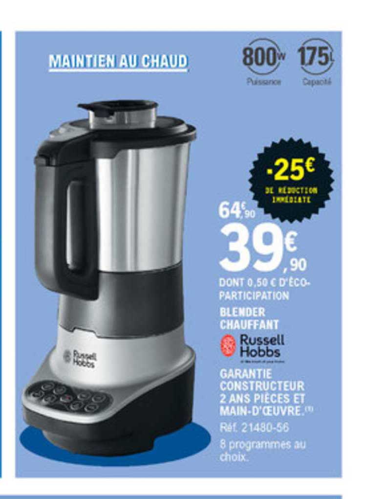 blender chauffant russel hobbs garantie contructeur 2 ans pièces et main d'oeuvre