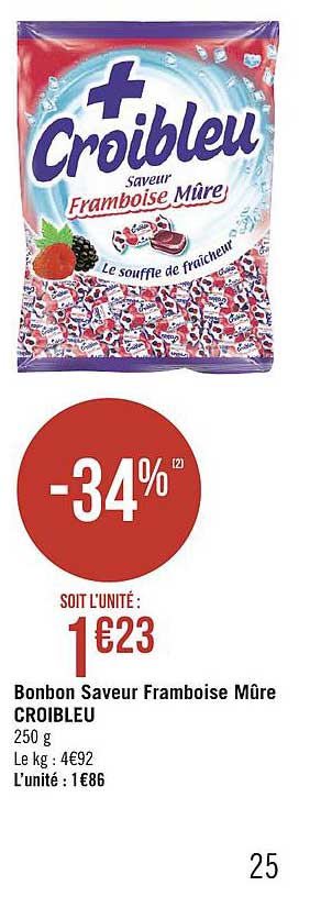 bonbon saveur framboise mûre croibleu