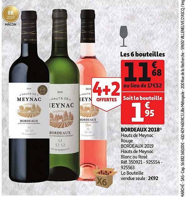 bordeaux 2018 4+2 offertes