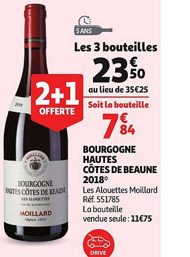 bourgogne hautes côtes de beaune 2018 2+1 offert