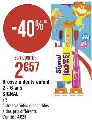 brosse à dents enfant 2 6 ans signal